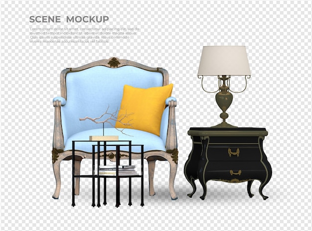 Дизайн макета дивана и стола