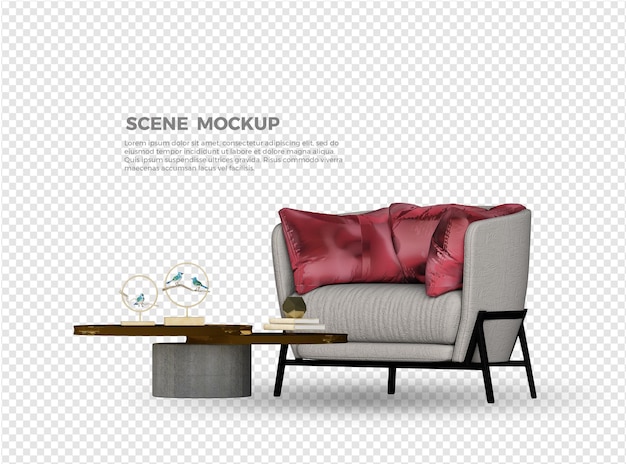 PSD Дизайн макета дивана и стола
