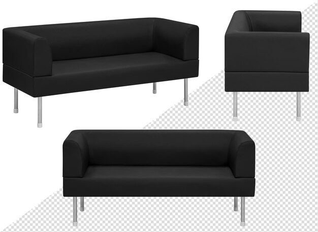 PSD sofa do biura lub domu. odizolowany od tła. pod różnymi kątami. element wnętrza