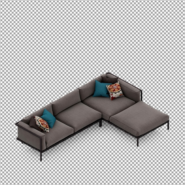 Sofa in 3D-rendering geïsoleerd