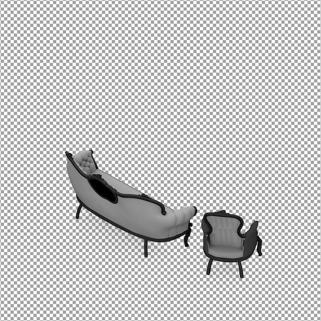 Sofa in 3D-rendering geïsoleerd