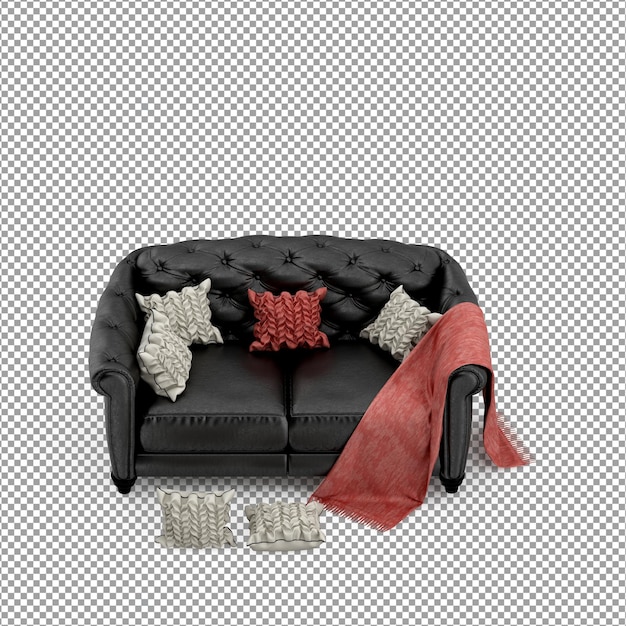 PSD sofa in 3d-rendering geïsoleerd