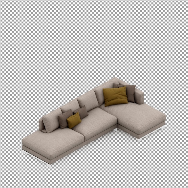 Sofa in 3D-rendering geïsoleerd