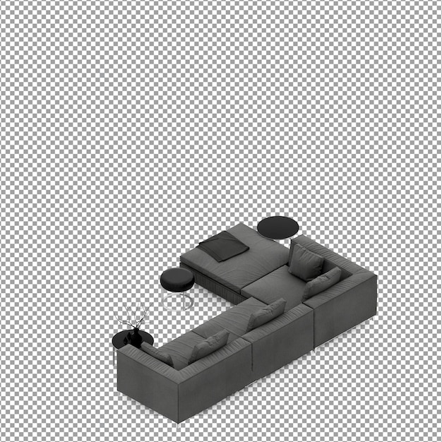 Sofa in 3D-rendering geïsoleerd