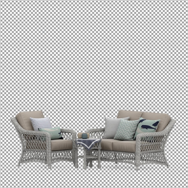 Sofa in 3D-rendering geïsoleerd