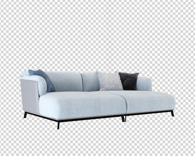 PSD sofa in de woonkamer in 3d-rendering geïsoleerd