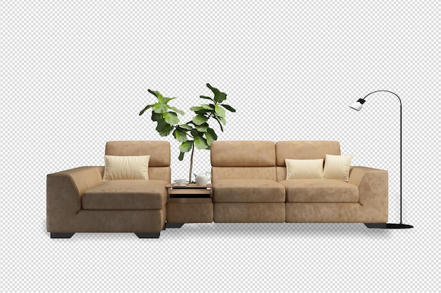 PSD sofa interior mockup 3d rendering isolated