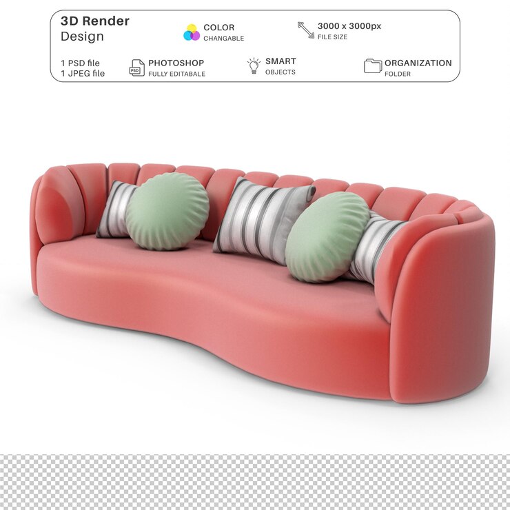 PSD sofa set 3d modeling psd file realistic sofa interior furniture