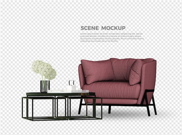 PSD sofa and table mockup design