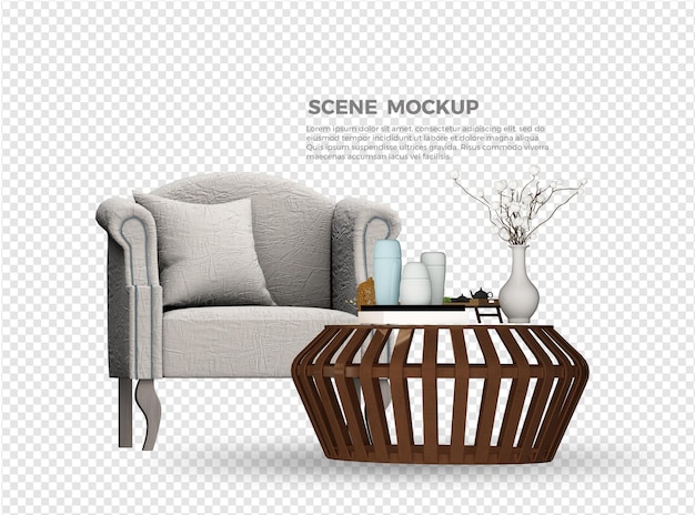 Design mockup divano e tavolo