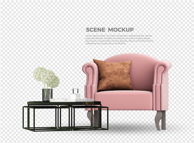 Sofa and table mockup design