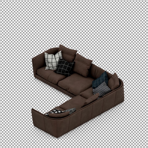 Sofa w renderowaniu 3d na białym tle