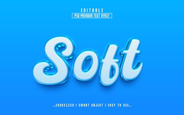 Soft 3d editable psd text effect style