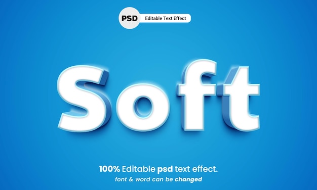 Soft 3d editable text effect psd text effect