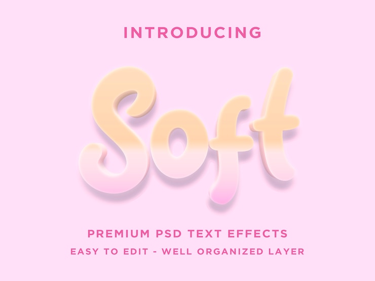 PSD soft 3d text effect photoshop templates