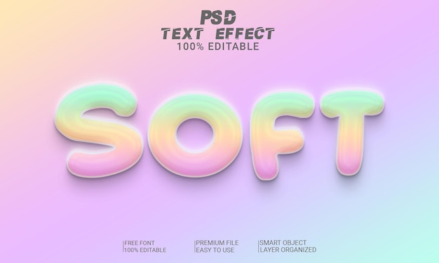 Soft 3d text effect psd file