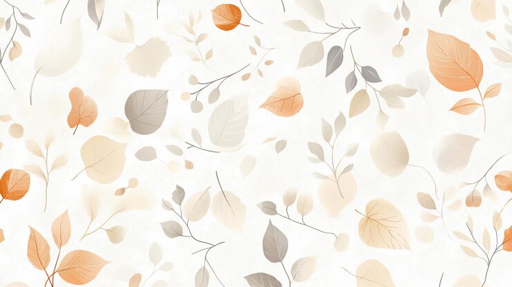 PSD soft autumnal leaves and branches seamless pattern