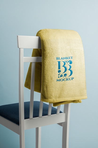 PSD soft blanket with embroidered logo mock-up