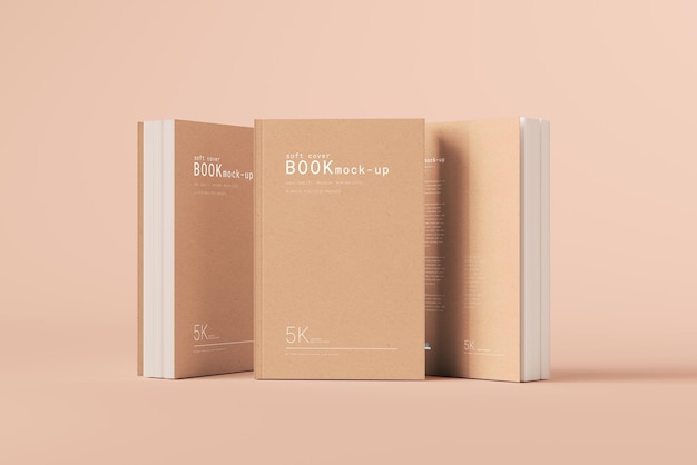 PSD scena di mockup del libro con copertina morbida