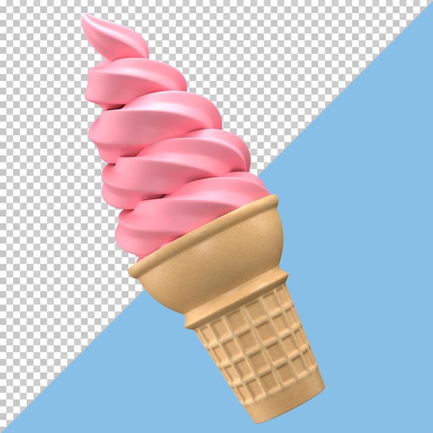 PSD soft cream ice cream strawberry milk splashes isolated on background