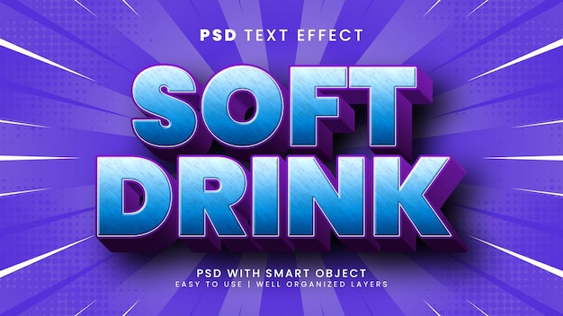 PSD soft drink 3d editable text effect with fresh and happy text style