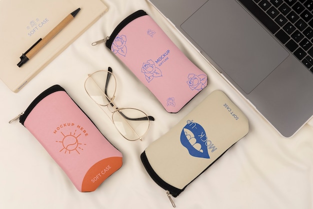 PSD soft eyeglass slip case mockup