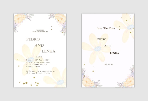 Soft floral wedding invitation Psd