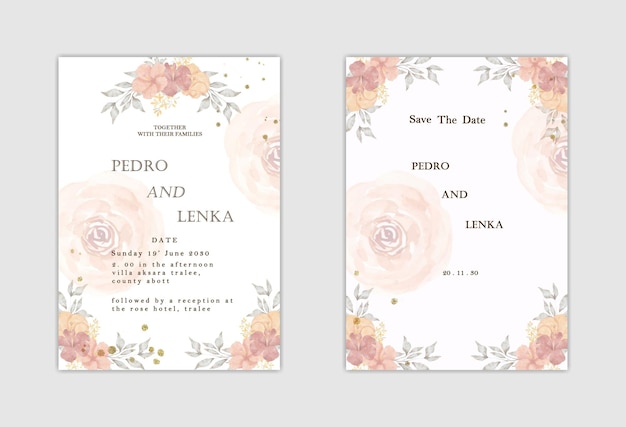 Soft floral wedding invitation psd