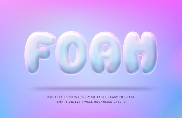 PSD soft foam text style effect template