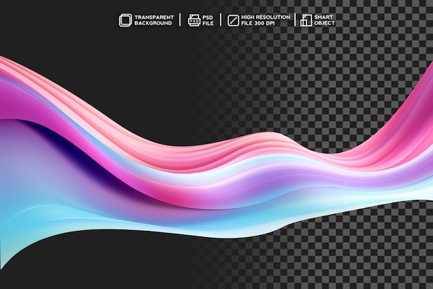PSD soft gradient flow abstract fluid wave with subtle pastel colors on transparent background