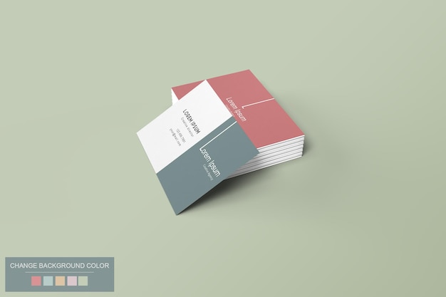 Soft green and red elegant business card mockup