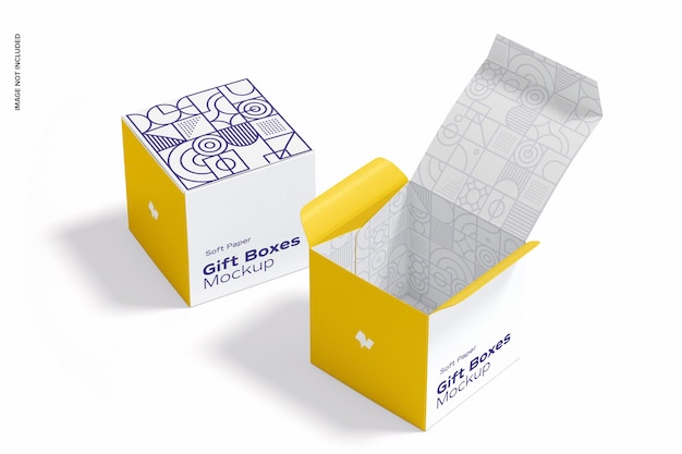 Soft paper gift boxes mockup