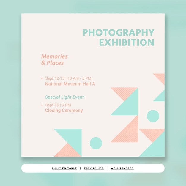 PSD soft pastel geometric event announcement instagram post template