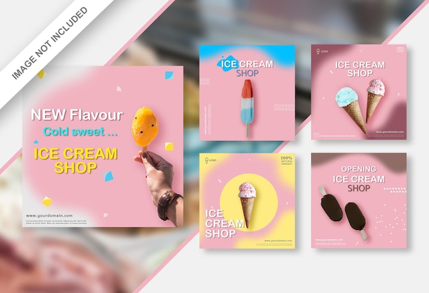 Soft pastel gradient ice cream social media posts
