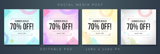 PSD soft social media post banner template