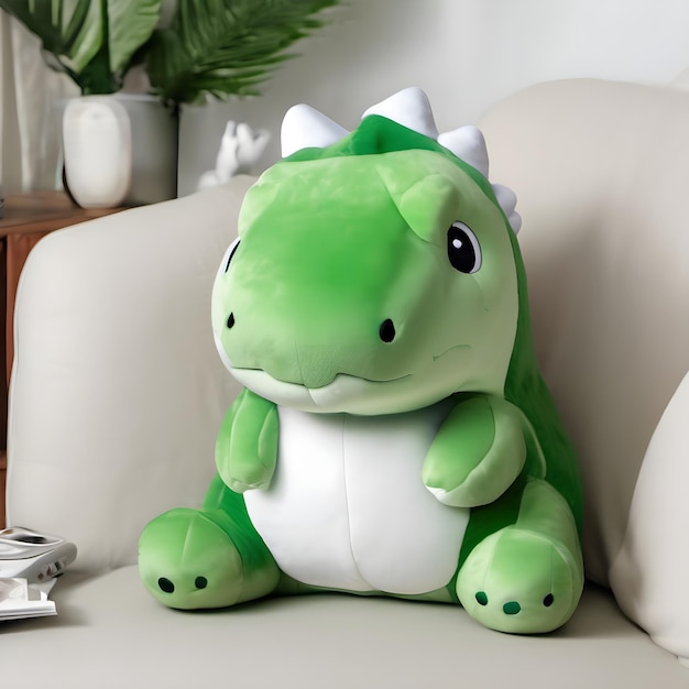 Soft toy Plush Dino Toy Green on a transparent background PSD