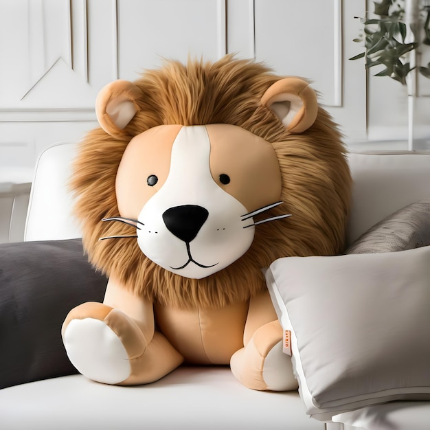 Soft toy plush lion on a transparent background psd