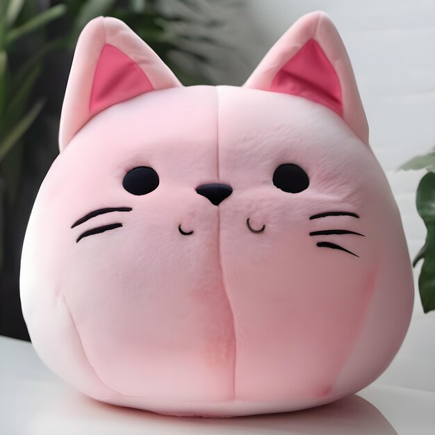 PSD soft toy plush pink cat op een transparante achtergrond psd