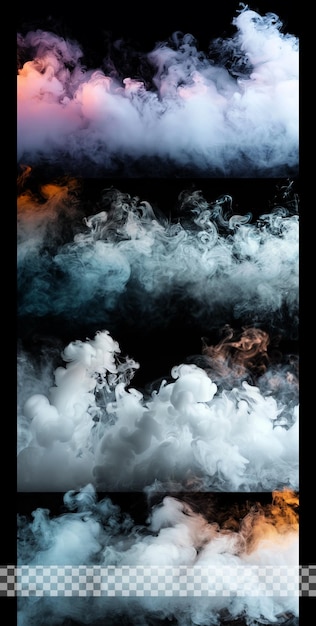PSD soft white smoke explosion set in transparent background