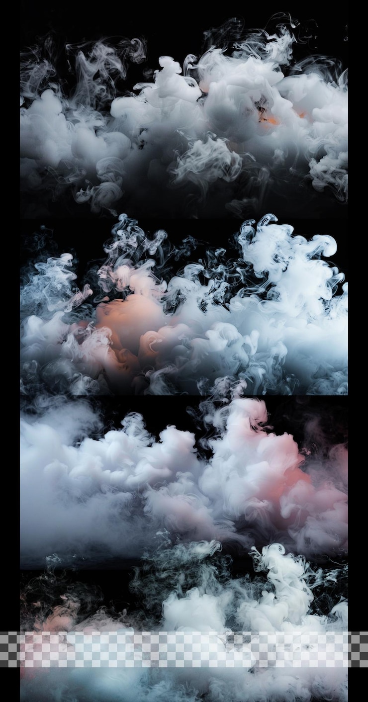 PSD soft white smoke explosion in transparent background