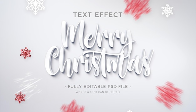 PSD soft white text effect for merry christmas