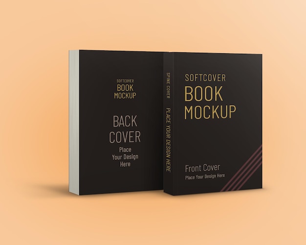 Softcover book mockup front and back cover view isolated