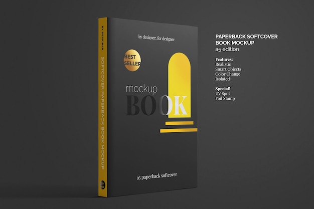Softcover paperback book mockup top view