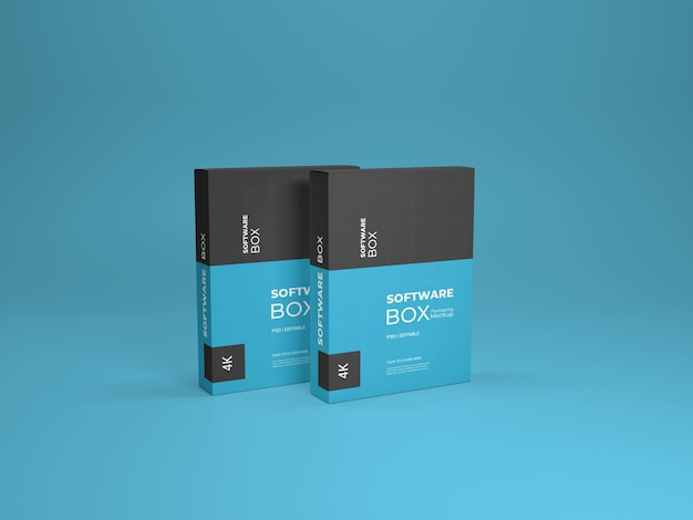 PSD software box packaging mockups