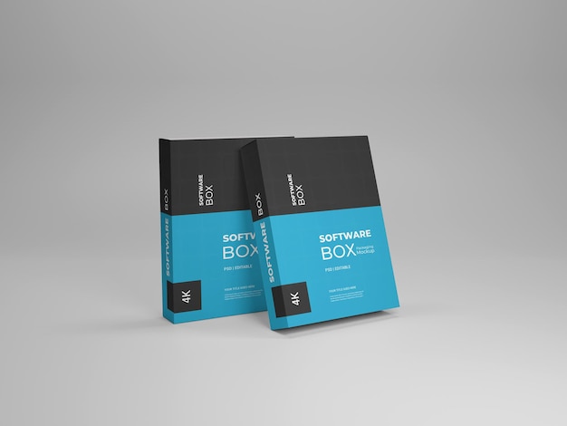 PSD software box packaging mockups