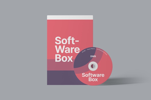 PSD software box verpakking mockup vooraanzicht