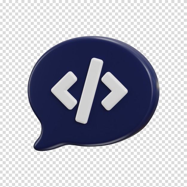 Software code 3d icon isolated on coding message bubble sign programming icon