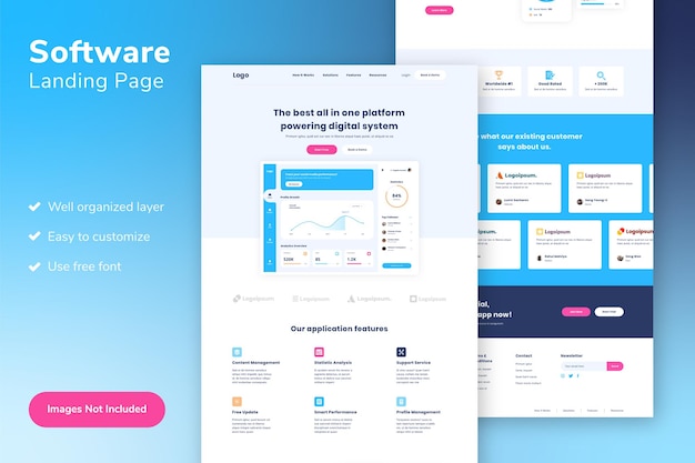 PSD software landing page web template