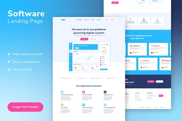ソフトウェアのランディングページのwebテンプレート