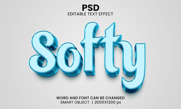 Softy 3d modificabile in stile effetto testo photoshop con sfondo